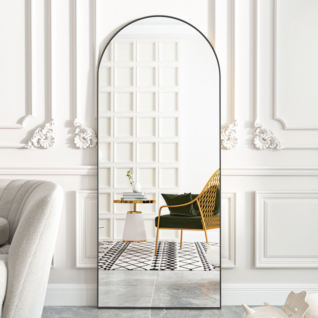 Miroir de sol arqué pleine longueur Miroir sur pied intégral Décoration murale