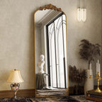 Miroir arqué pleine longueur avec motif floral baroque