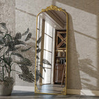 Miroir arqué pleine longueur avec motif floral baroque