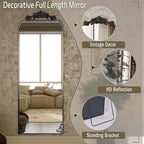 Miroir arqué pleine longueur avec motif floral baroque