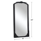 Miroir de sol sculpté en bois massif de forme arquée sur toute la longueur