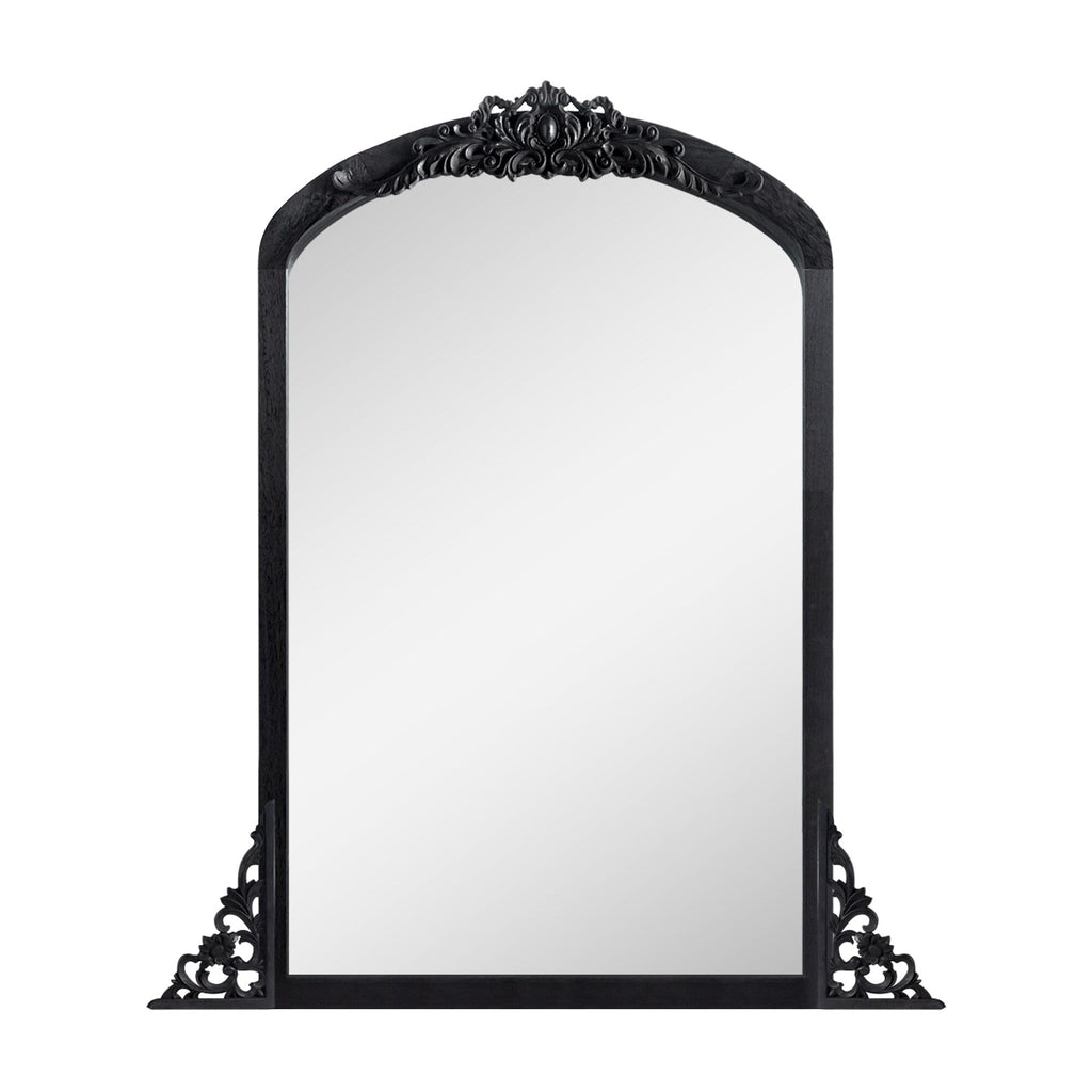 Miroir de sol sculpté en bois massif de forme arquée sur toute la longueur