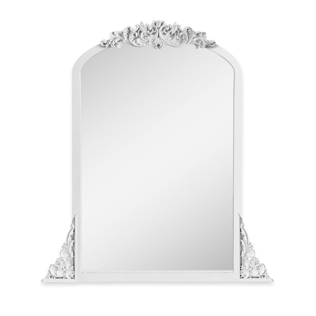 Miroir de sol sculpté en bois massif de forme arquée sur toute la longueur