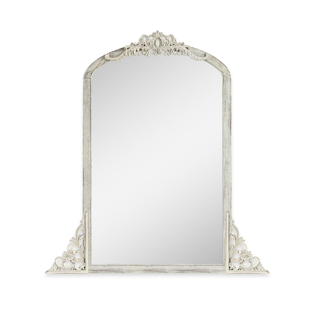 Miroir de sol sculpté en bois massif de forme arquée sur toute la longueur