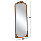 Miroir de sol sculpté en bois massif de forme arquée sur toute la longueur