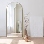 Miroir de sol en bois arqué pleine longueur, miroir mural