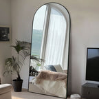 Miroir de sol en bois arqué pleine longueur, miroir mural