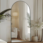 Miroir de sol en bois arqué pleine longueur, miroir mural