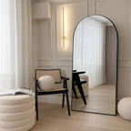Miroir de sol en bois arqué pleine longueur, miroir mural