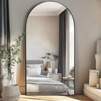 Miroir de sol en bois arqué pleine longueur, miroir mural