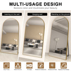 Miroir de sol en bois arqué pleine longueur, miroir mural