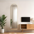 Miroir arqué pleine longueur, 16 x 59, miroir mural, sur pied, grand miroir arqué avec support, cadre en alliage d'aluminium