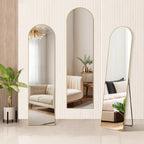 Miroir arqué pleine longueur, 16 x 59, miroir mural, sur pied, grand miroir arqué avec support, cadre en alliage d'aluminium