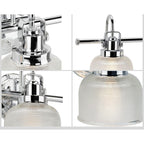 Luminaire de salle de bain côtier à trois lumières, collection Archie, en chrome poli, verre prismatique transparent double - 8,75 x 26,25 x 7,25