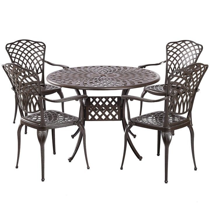 Ensemble de salle à manger d'extérieur Kinger Home Arden 5 pièces pour 4 personnes, en fonte d'aluminium