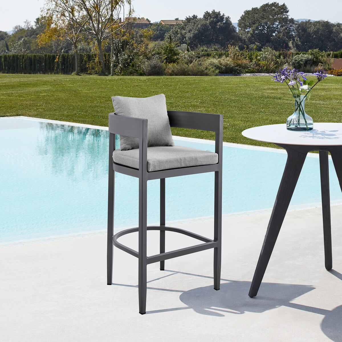 Ensemble de salle à manger d'extérieur Argiope en aluminium gris, 5 pièces, hauteur bar