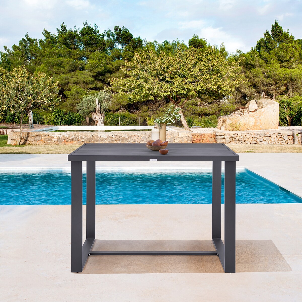 Ensemble de salle à manger d'extérieur Argiope en aluminium gris, 5 pièces, hauteur bar