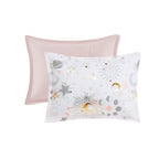 Parure de lit métallique avec coussin décoratif et motif ciel étoilé Ariella pour enfants au design intelligent
