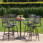 Ensemble de bar d'extérieur Arlana 5 pièces en aluminium avec trou pour parasol par Christopher Knight Home - N/A