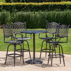 Ensemble de bar d'extérieur Arlana 5 pièces en aluminium avec trou pour parasol par Christopher Knight Home - N/A