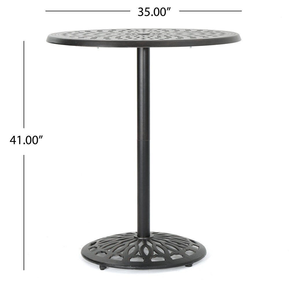 Ensemble de bar d'extérieur Arlana 5 pièces en aluminium avec trou pour parasol par Christopher Knight Home - N/A