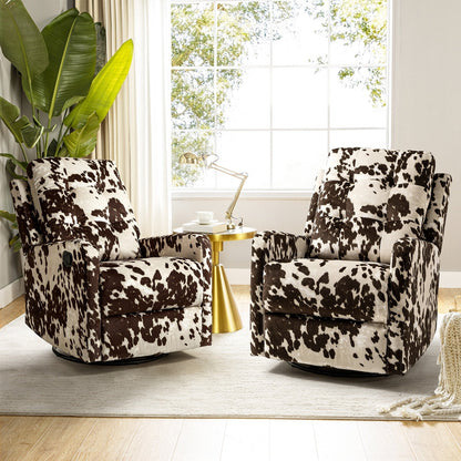 Fauteuil inclinable pivotant manuel Arlette Floral avec dossier capitonné, lot de 2