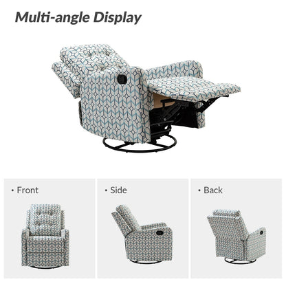 Fauteuil inclinable pivotant manuel Arlette Floral avec dossier capitonné, lot de 2