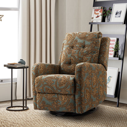 Fauteuil inclinable manuel pivotant Arlette à motif floral contemporain avec dossier capitonné
