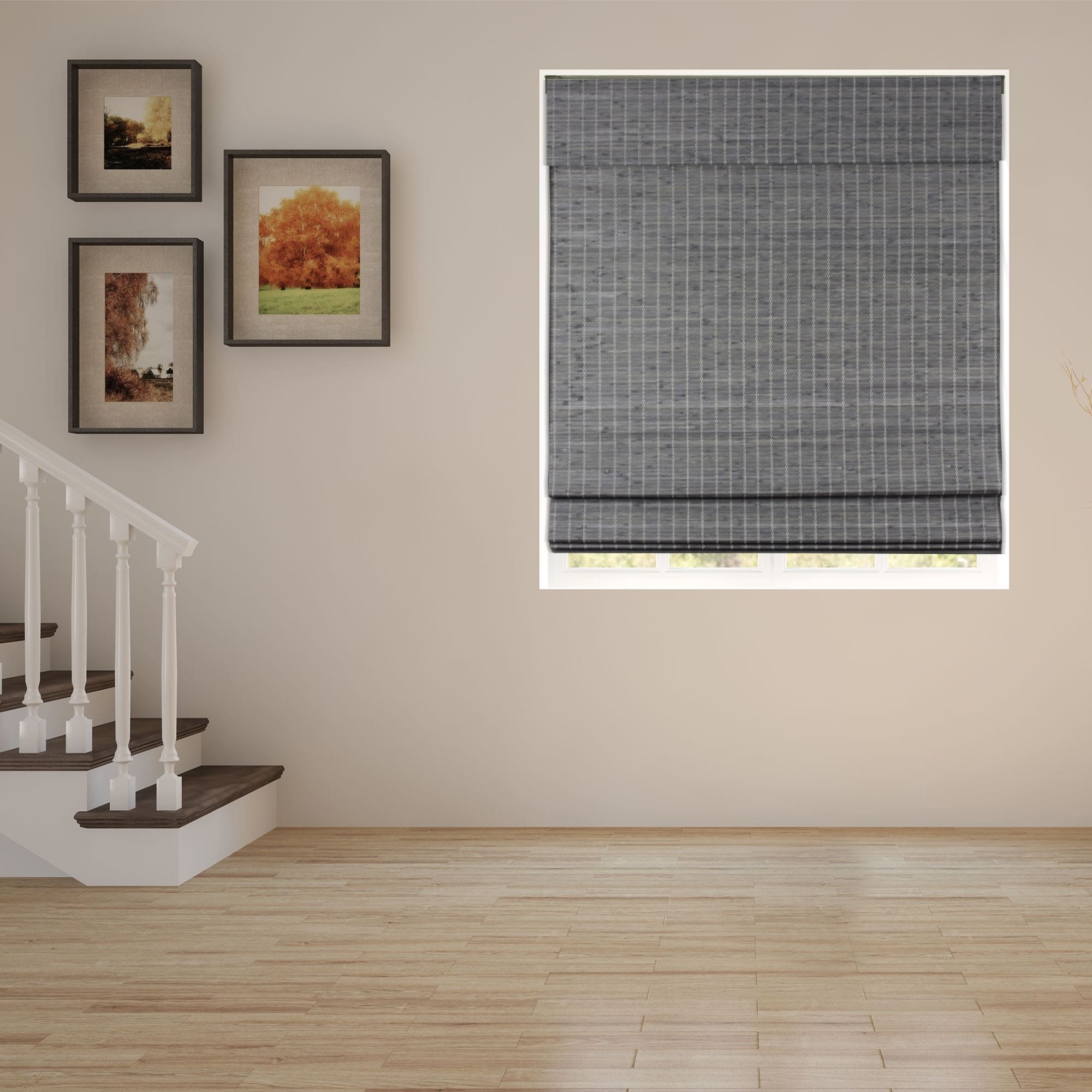 Stores romains semi-intimistes en bambou gris-brun Arlo