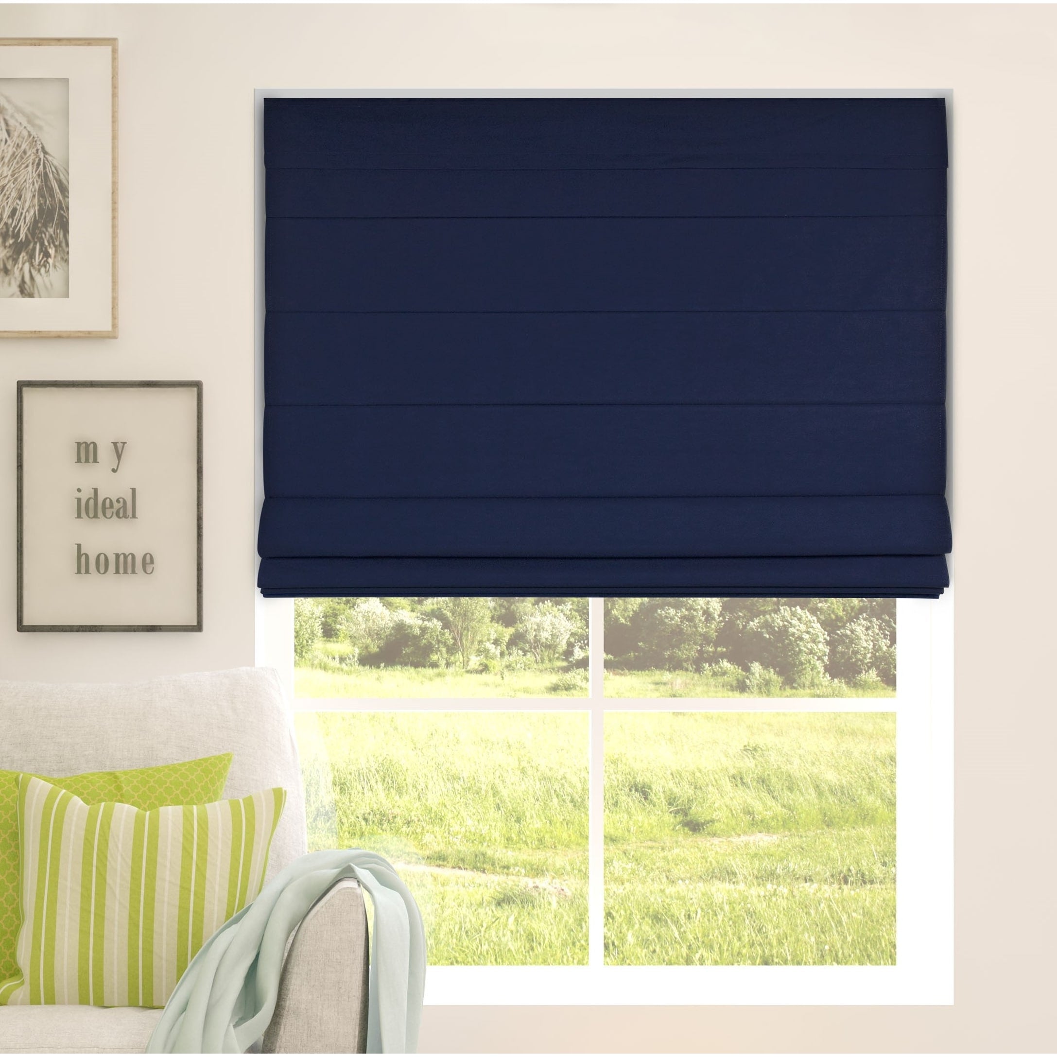 Stores romains Arlo bleu marine occultants et relevables sans fil