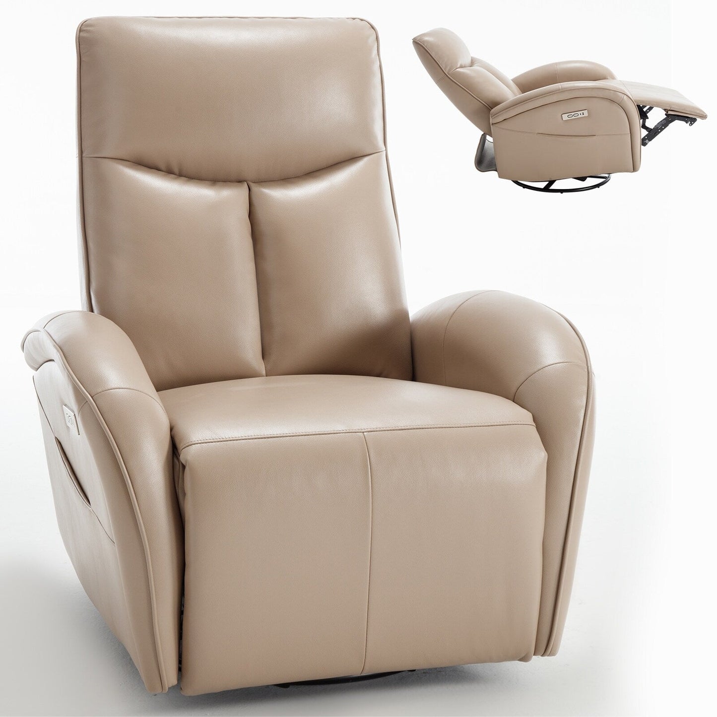 Fauteuil inclinable pivotant électrique sans accoudoirs avec port USB et dossier haut