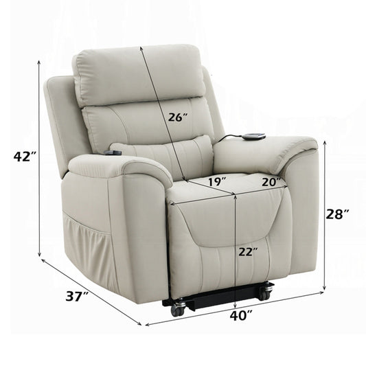 Fauteuil inclinable releveur Arshie, chauffant et massant, similicuir gris