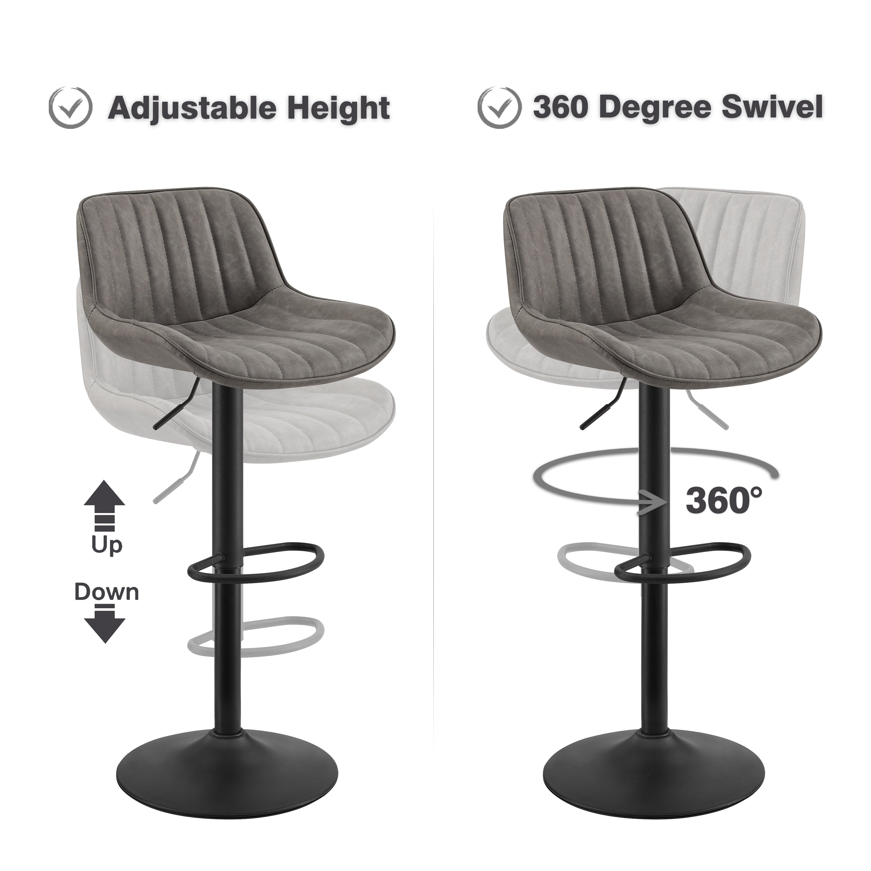 Tabouret de bar pivotant à hauteur réglable Art Leon, lot de 2