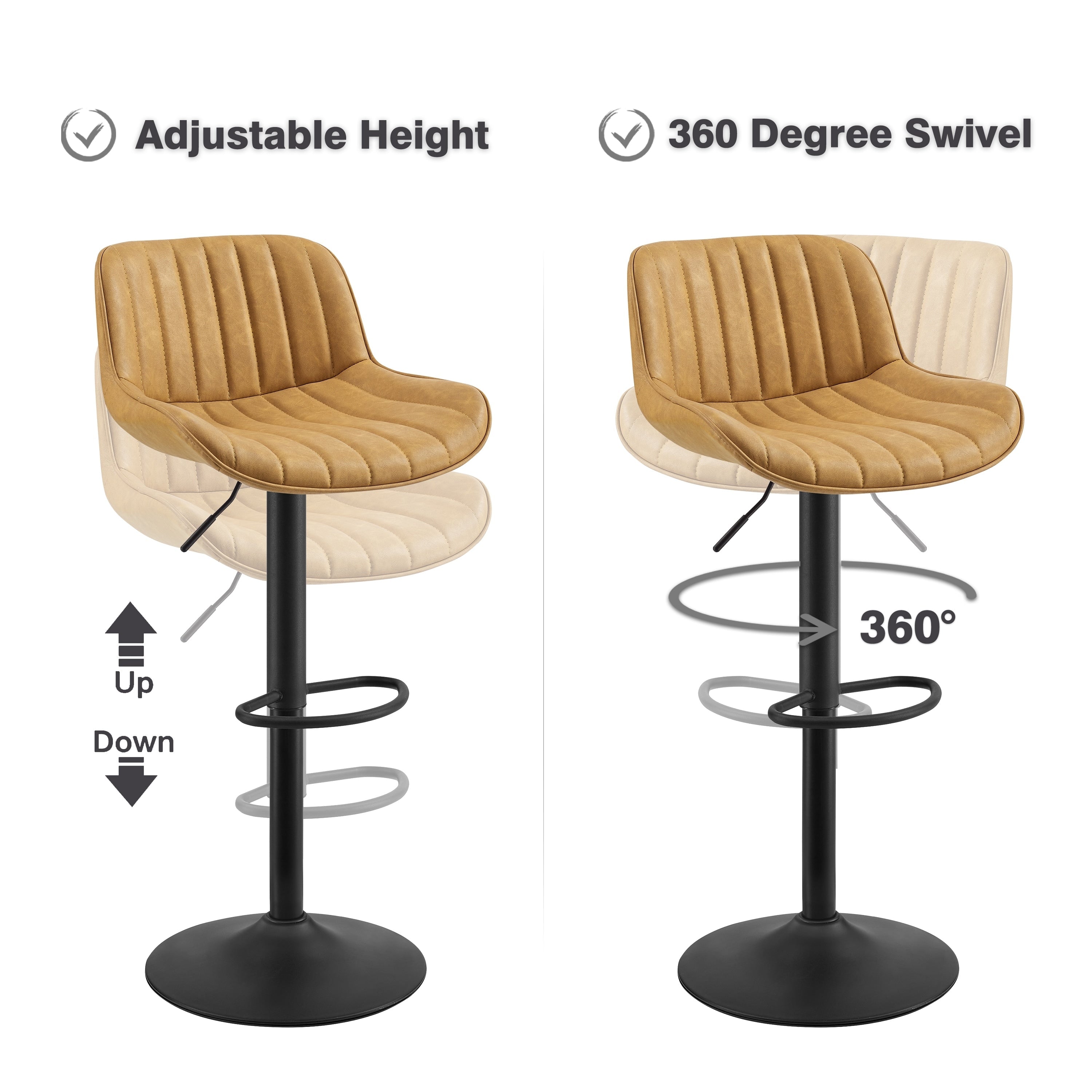 Tabouret de bar pivotant à hauteur réglable Art Leon, lot de 2