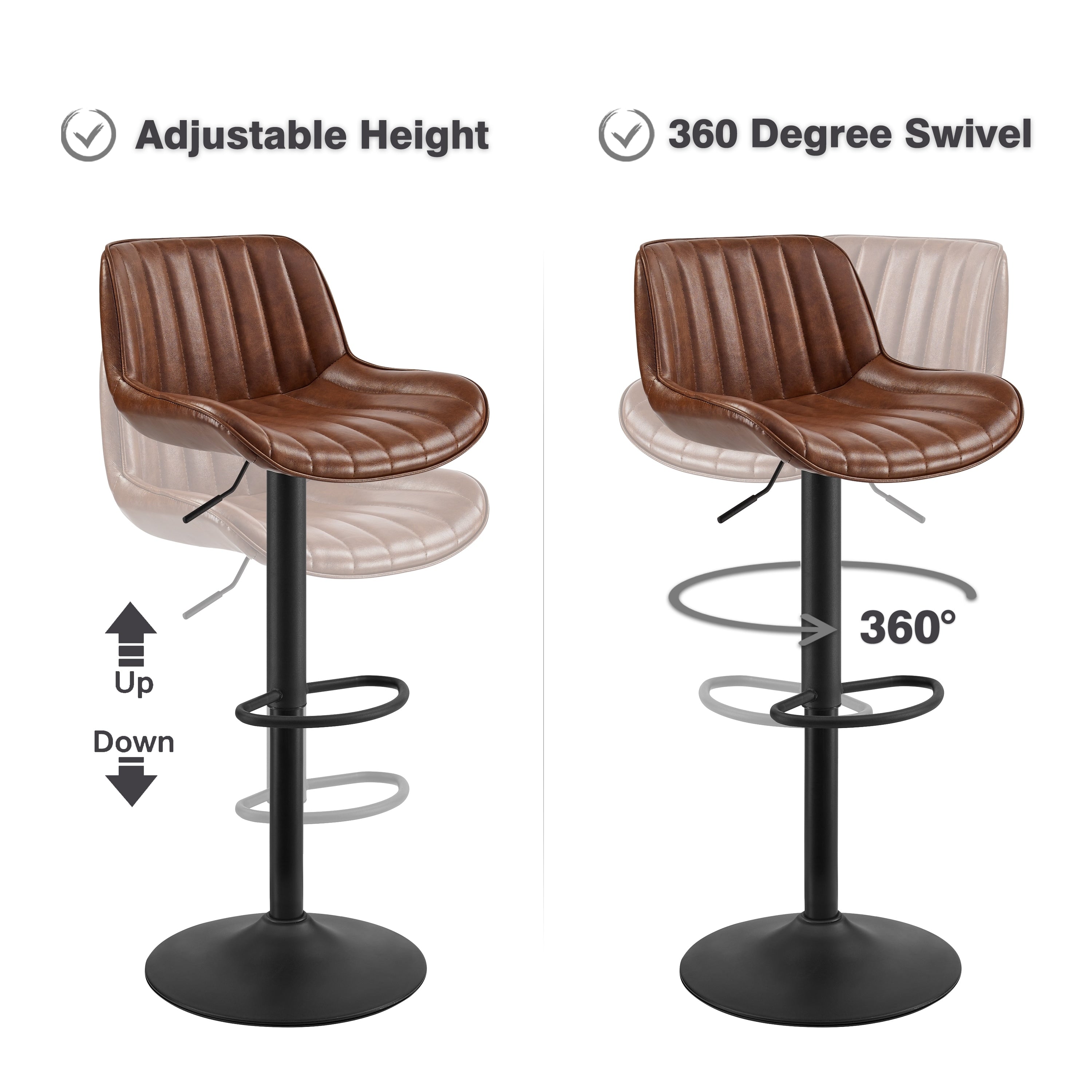 Tabouret de bar pivotant à hauteur réglable Art Leon, lot de 2