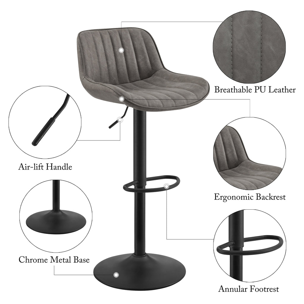 Tabouret de bar pivotant à hauteur réglable Art Leon, lot de 2
