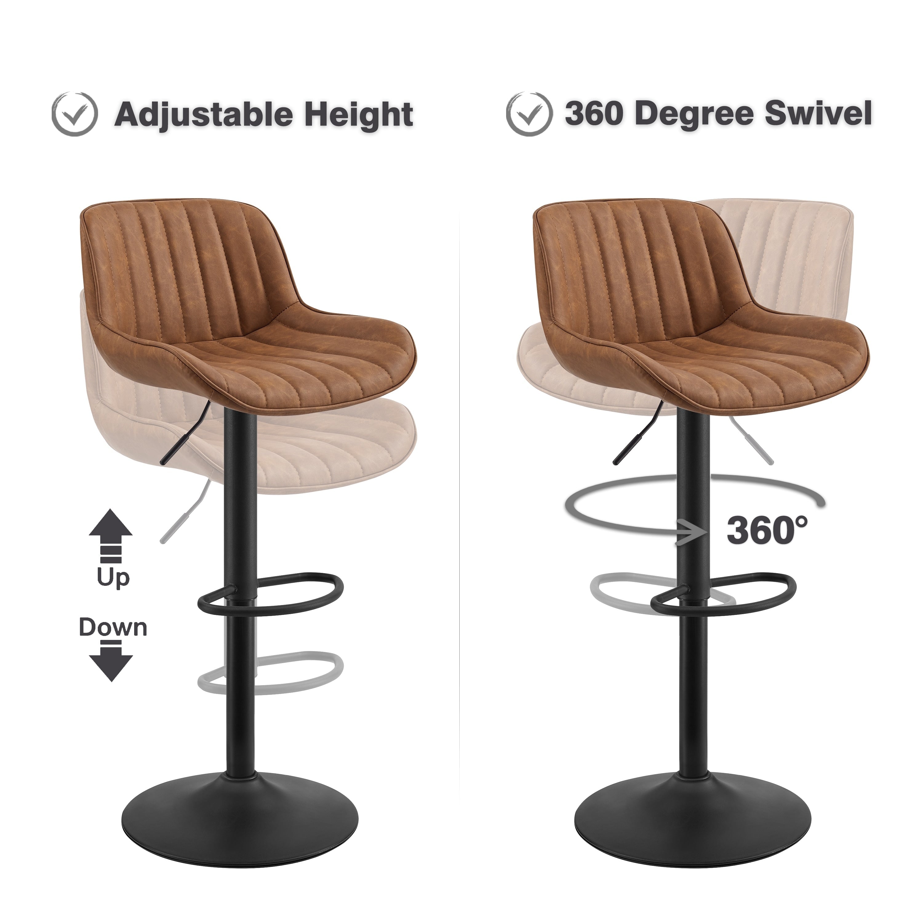 Tabouret de bar pivotant à hauteur réglable Art Leon, lot de 2