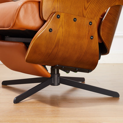 Fauteuil inclinable en cuir véritable Art Leon, style moderne du milieu du siècle
