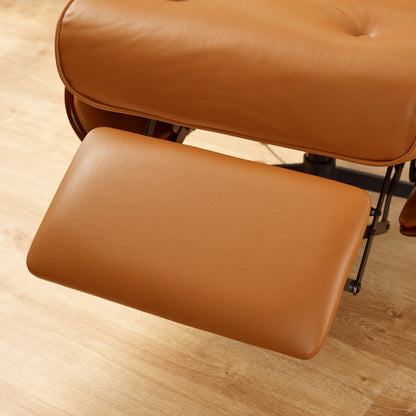 Fauteuil inclinable en cuir véritable Art Leon, style moderne du milieu du siècle