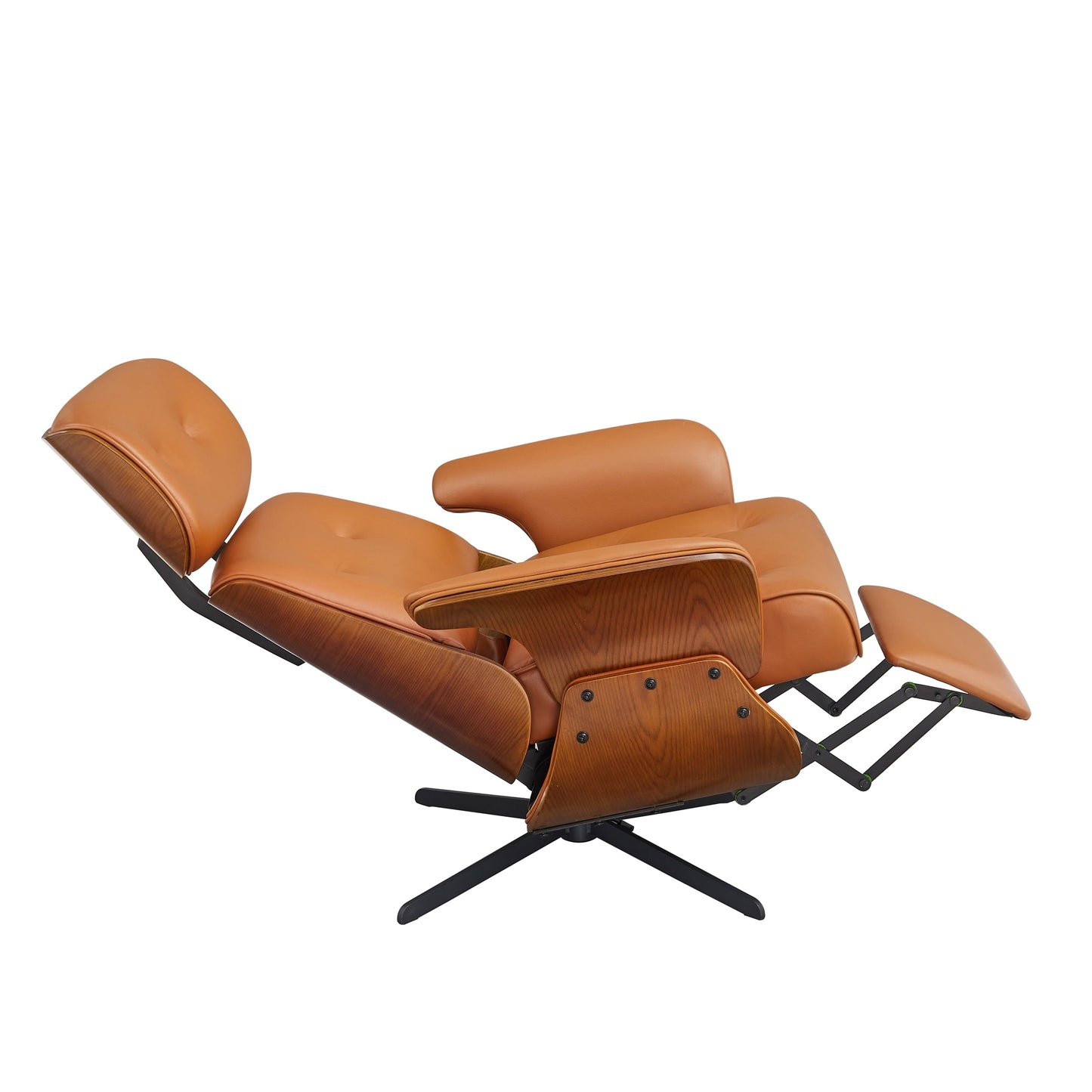 Fauteuil inclinable en cuir véritable Art Leon, style moderne du milieu du siècle