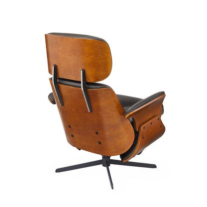 Fauteuil inclinable en cuir véritable Art Leon, style moderne du milieu du siècle