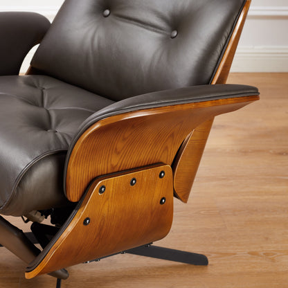 Fauteuil inclinable en cuir véritable Art Leon, style moderne du milieu du siècle