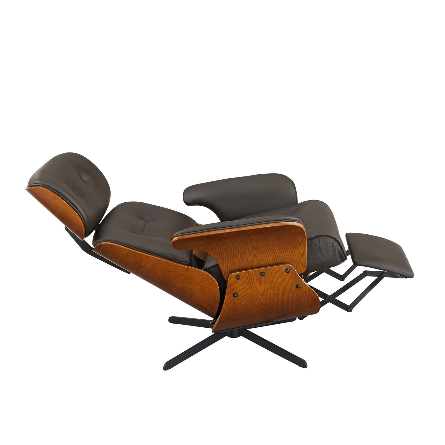 Fauteuil inclinable en cuir véritable Art Leon, style moderne du milieu du siècle