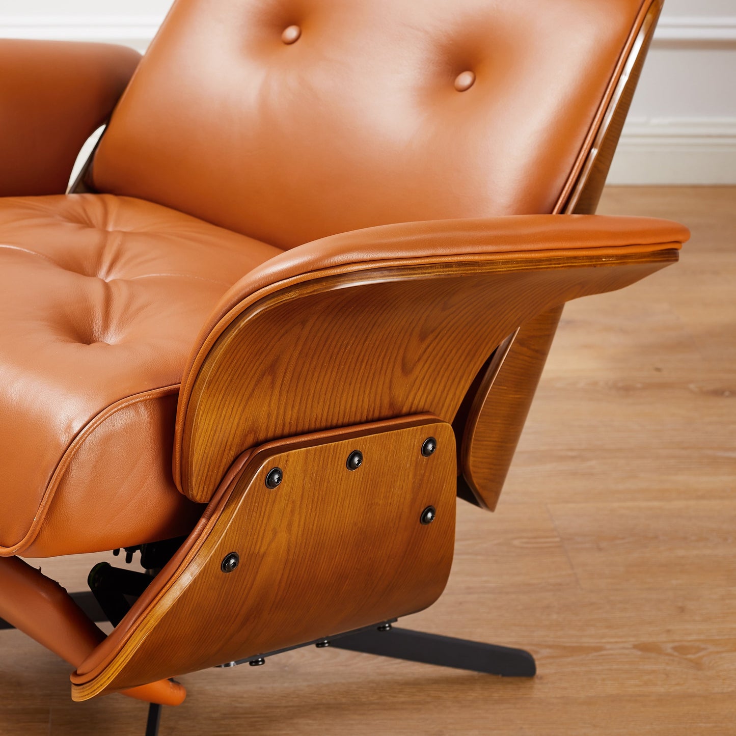 Fauteuil inclinable en cuir véritable Art Leon, style moderne du milieu du siècle