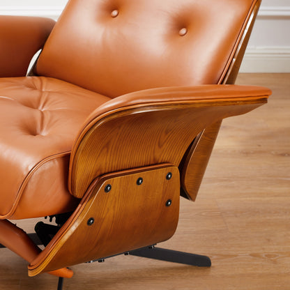 Fauteuil inclinable en cuir véritable Art Leon, style moderne du milieu du siècle