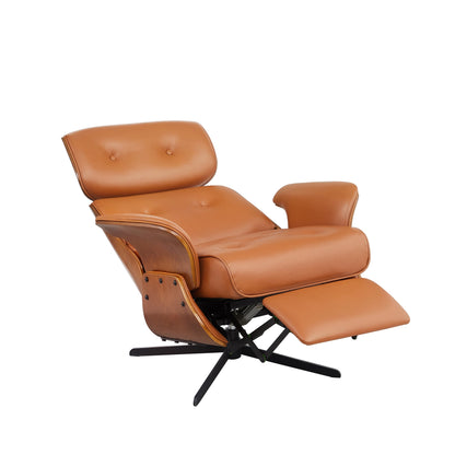 Fauteuil inclinable en cuir véritable Art Leon, style moderne du milieu du siècle