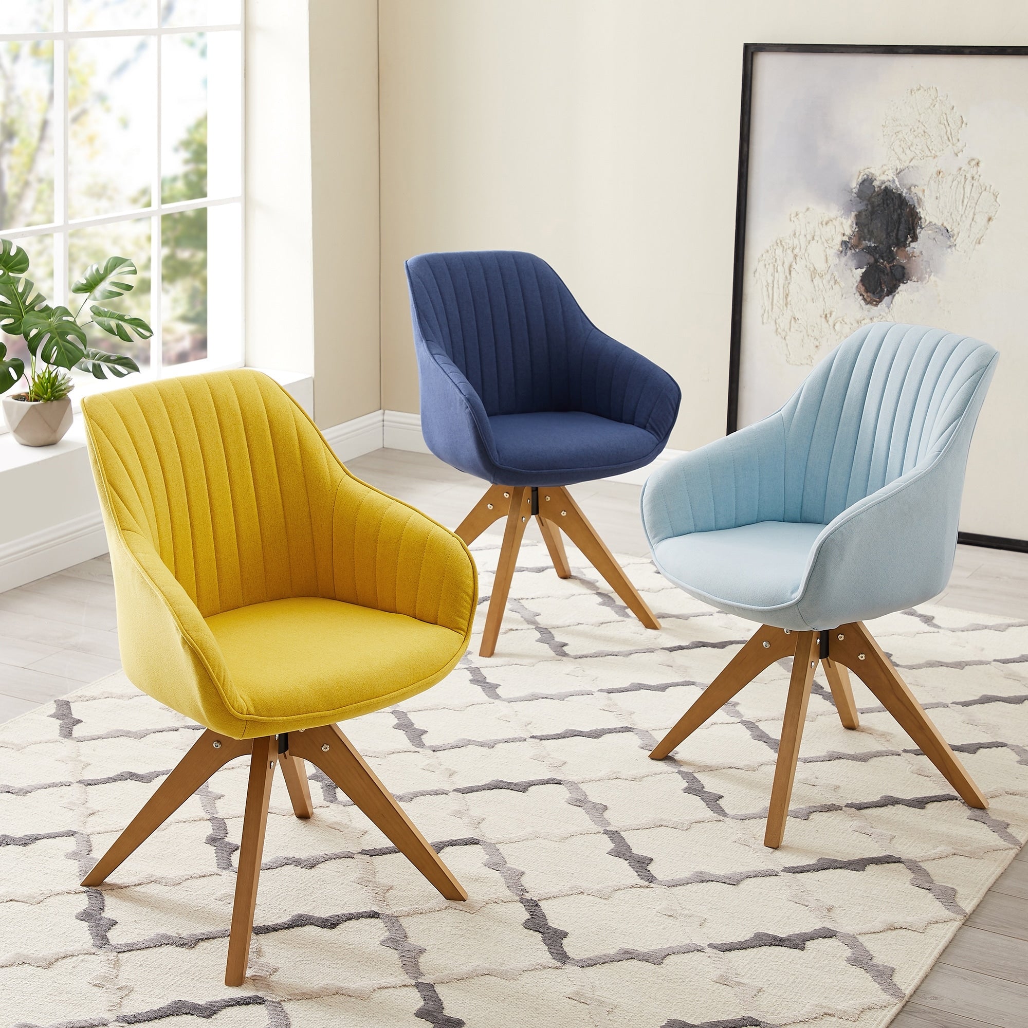Fauteuil d'appoint pivotant Art Leon moderne avec pieds en bois
