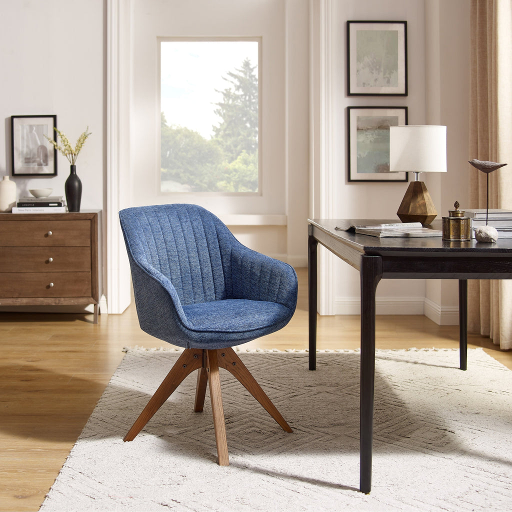 Fauteuil d'appoint pivotant Art Leon moderne avec pieds en bois