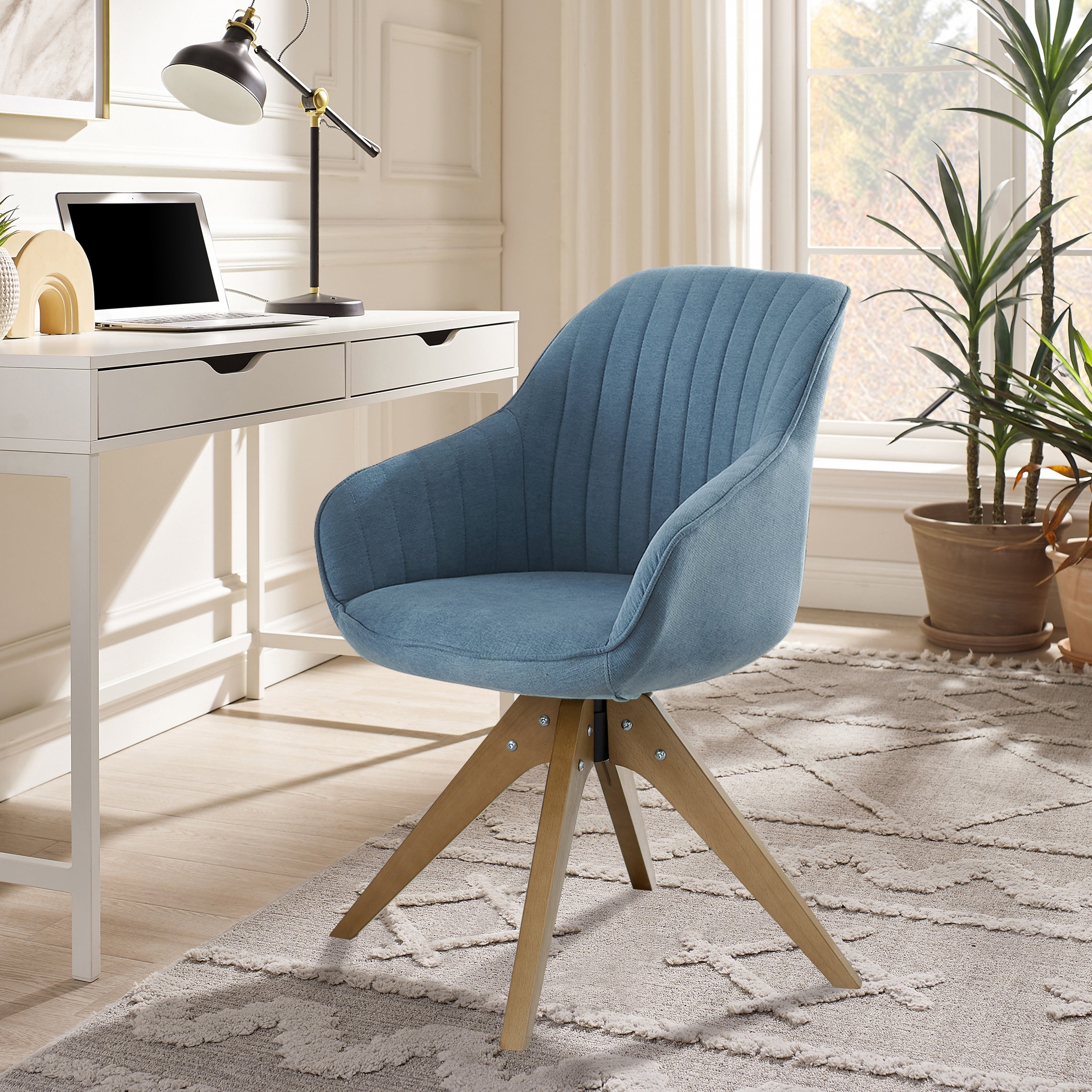 Fauteuil d'appoint pivotant Art Leon moderne avec pieds en bois