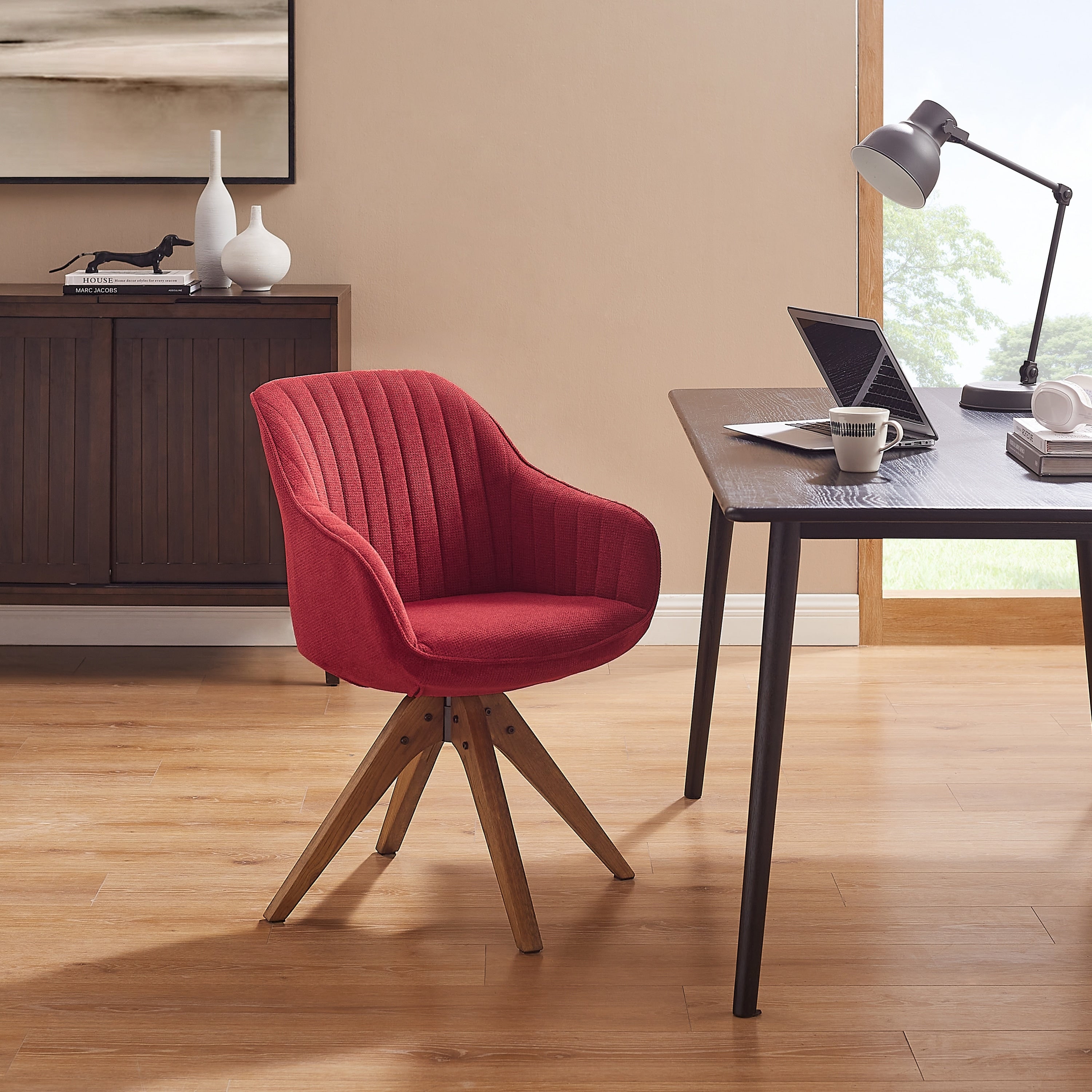 Fauteuil d'appoint pivotant Art Leon moderne avec pieds en bois